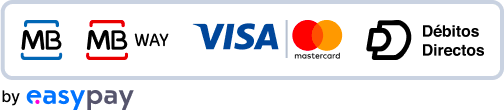 Meios de pagamento disponíveis: Multibanco, MBWay e Transferência bancária. By easypay